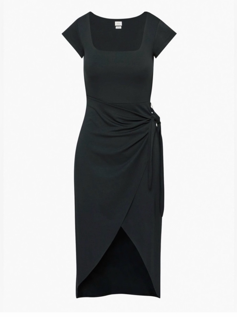 Aritzia Wilfred Saturn Black Wrap Midi Dress Square Neck Size M